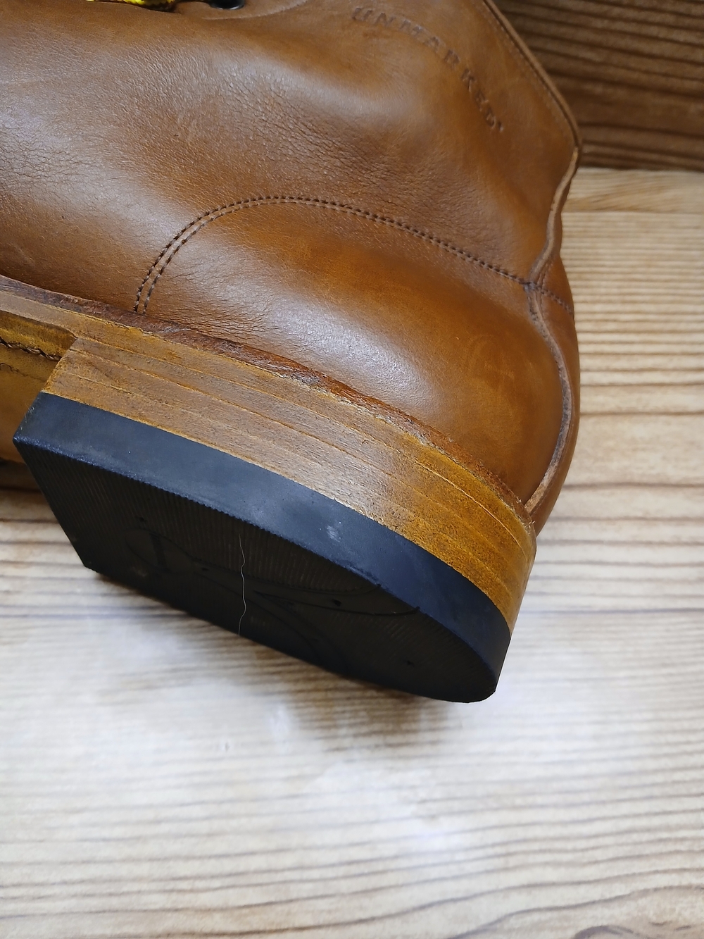 Unmarked Goodyear Leather Welt Lace-Up Boots with Yellow Accents Size 12 - Picture 5 of 16